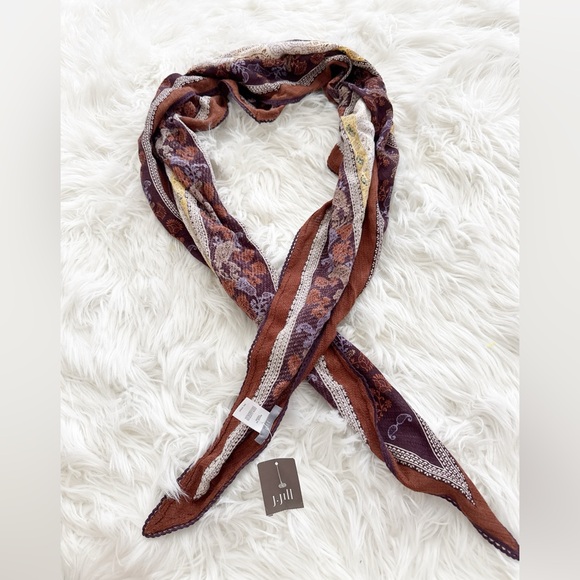 Snake Print Silk Scarf in Brown and Silver - Picture 1 of 4